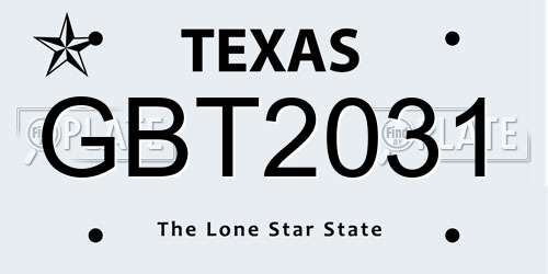 GBT2031 Texas License Plate