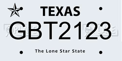 GBT2123 Texas License Plate