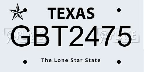 GBT2475 Texas License Plate