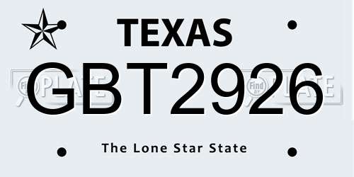 GBT2926 Texas License Plate
