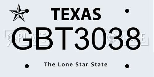 GBT3038 Texas License Plate