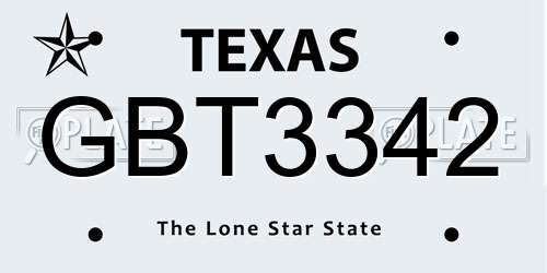 GBT3342 Texas License Plate