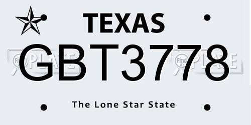 GBT3778 Texas License Plate