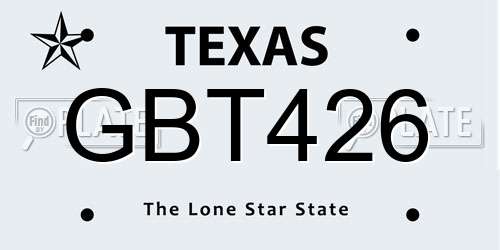 GBT426 Texas License Plate