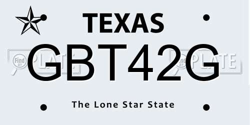 GBT42G Texas License Plate