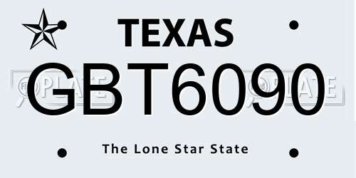 GBT6090 Texas License Plate
