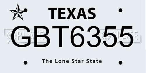GBT6355 Texas License Plate