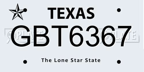 GBT6367 Texas License Plate