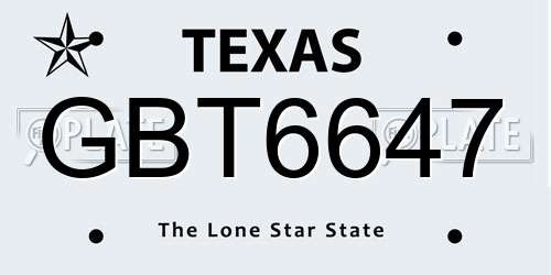 GBT6647 Texas License Plate