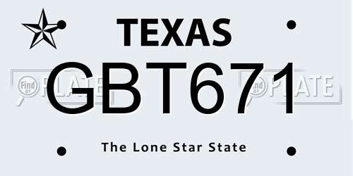 GBT671 Texas License Plate