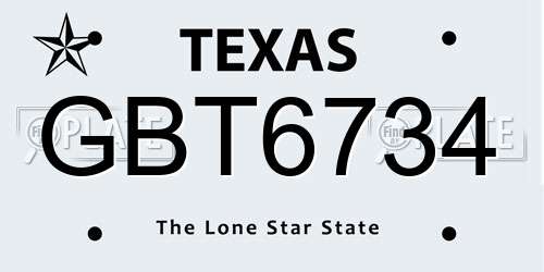 GBT6734 Texas License Plate