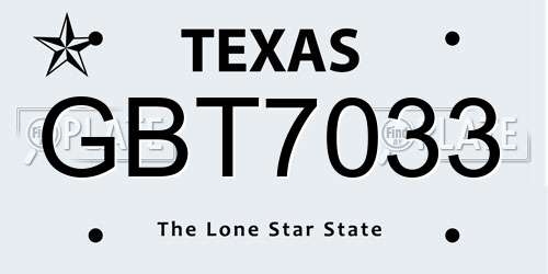 GBT7033 Texas License Plate