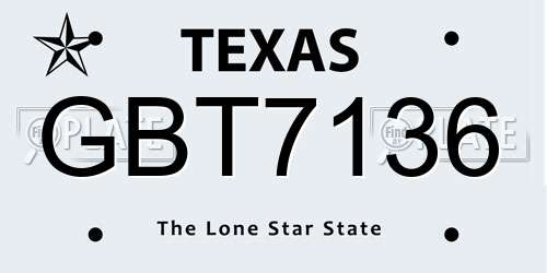 GBT7136 Texas License Plate
