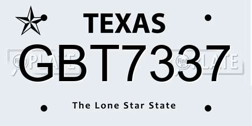 GBT7337 Texas License Plate