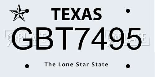 GBT7495 Texas License Plate
