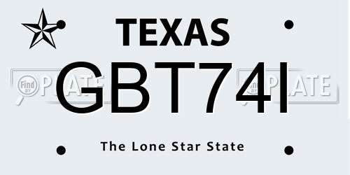 GBT74I Texas License Plate