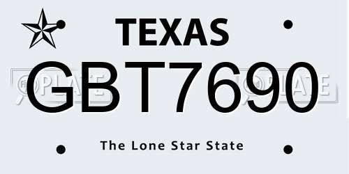 GBT7690 Texas License Plate