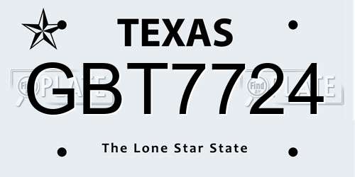 GBT7724 Texas License Plate