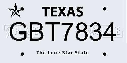 GBT7834 Texas License Plate