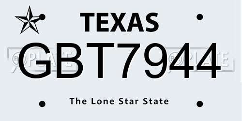 GBT7944 Texas License Plate