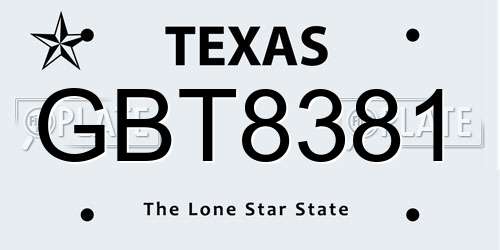 GBT8381 Texas License Plate