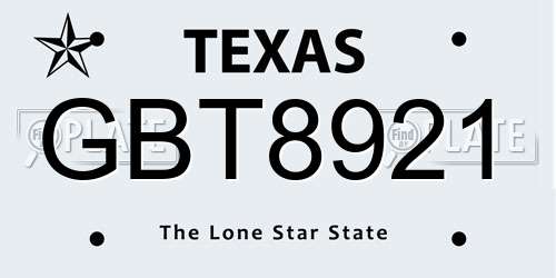 GBT8921 Texas License Plate