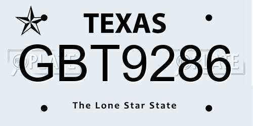 GBT9286 Texas License Plate