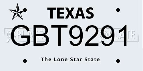 GBT9291 Texas License Plate