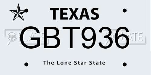 GBT936 Texas License Plate