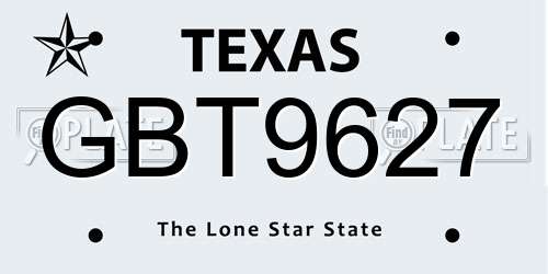 GBT9627 Texas License Plate