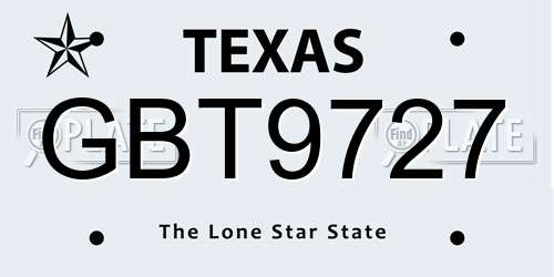 GBT9727 Texas License Plate