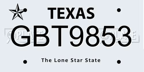GBT9853 Texas License Plate
