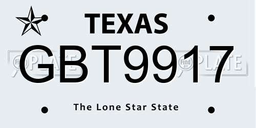 GBT9917 Texas License Plate