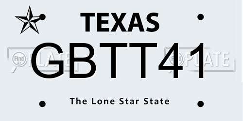 GBTT41 Texas License Plate