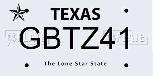 GBTZ41 Texas License Plate