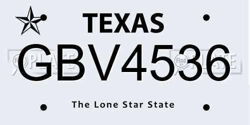 GBV4536 Texas License Plate