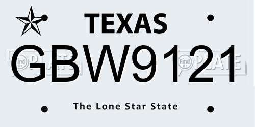 GBW9121 Texas License Plate