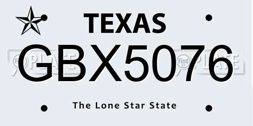 GBX5076 Texas License Plate