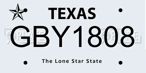 GBY1808 Texas License Plate