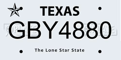 GBY4880 Texas License Plate