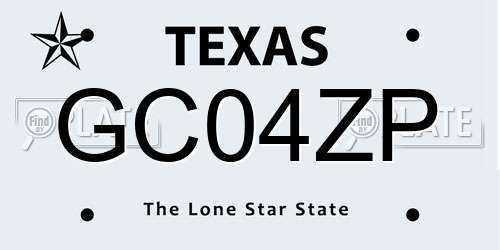 GC04ZP Texas License Plate