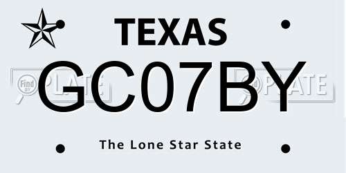 GC07BY Texas License Plate