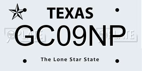 GC09NP Texas License Plate