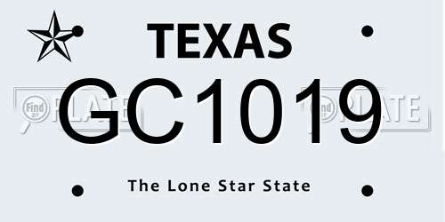 GC1019 Texas License Plate