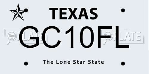 GC10FL Texas License Plate