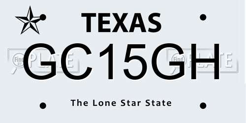 GC15GH Texas License Plate