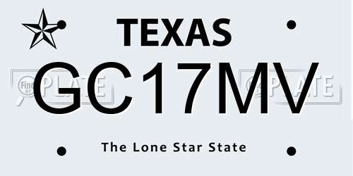 GC17MV Texas License Plate