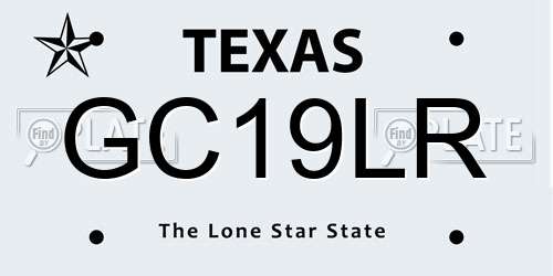 GC19LR Texas License Plate