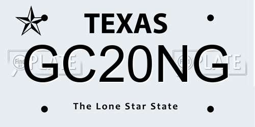 GC20NG Texas License Plate