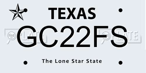 GC22FS Texas License Plate